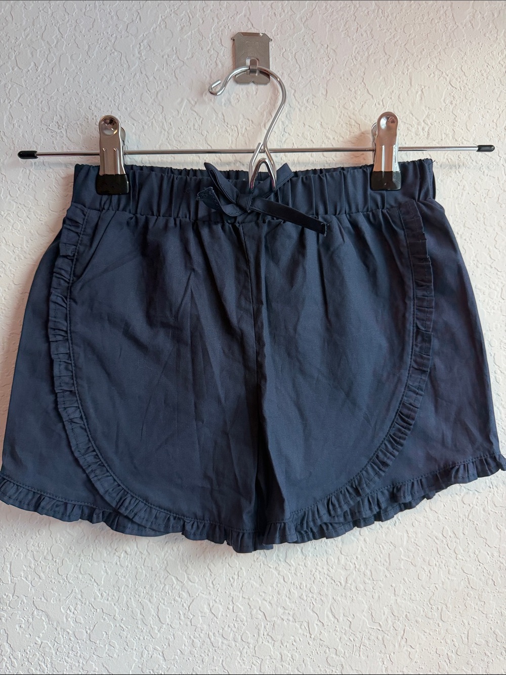 Mud Pie Girl's Navy Ruffle Trim Cotton Shorts